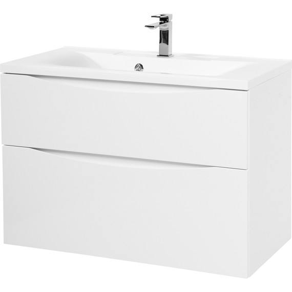 Тумба подвесная с раковиной BelBagno MARINO-H60-800-2C-SO-BL-P 80 см, Bianco Lucido (раковина BB800/450-LV-MR-PR) фото 2