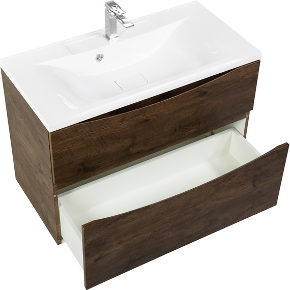 Тумба подвесная с раковиной BelBagno MARINO-H60-900-2C-SO-RW-P 90 см, Rovere Moro (раковина BB900/450-LV-MR-PR) фото 4