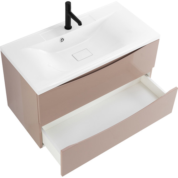 Тумба подвесная с раковиной BelBagno MARINO-800-2C-SO-CL-P 80 см, Capucino Lucido (раковина BB800/450-LV-MR-PR) фото 3