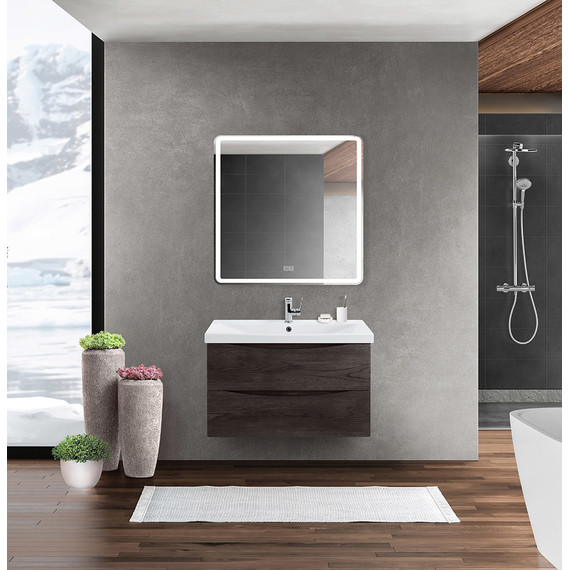 Тумба подвесная с раковиной BelBagno MARINO-CER-800-2C-SO-RNG-P 80 см, Rovere Nature Grigio фото 9