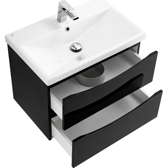Тумба подвесная с раковиной BelBagno MARINO-CER-600-2C-SO-NL-P 60 см, Nero Lucido фото 5