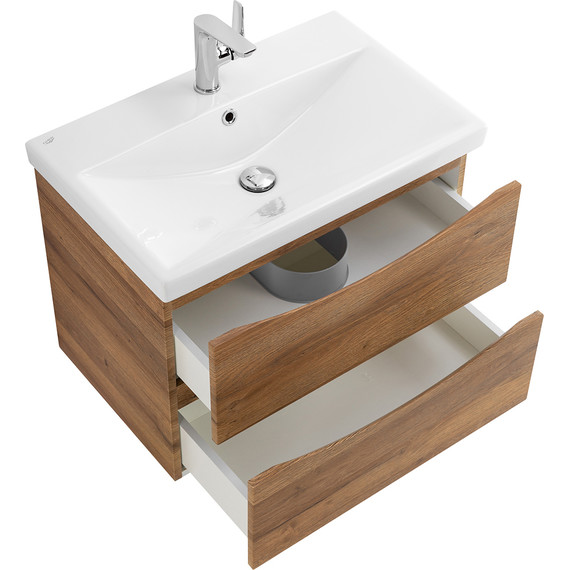 Тумба подвесная с раковиной BelBagno MARINO-CER-700-2C-SO-RR-P 70 см, Rovere Rustico фото 6