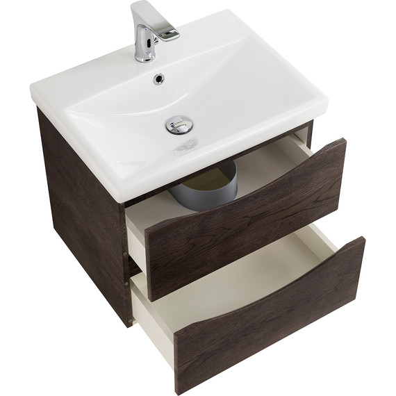 Тумба подвесная с раковиной BelBagno MARINO-CER-600-2C-SO-RNG-P 60 см, Rovere Nature Grigio фото 6