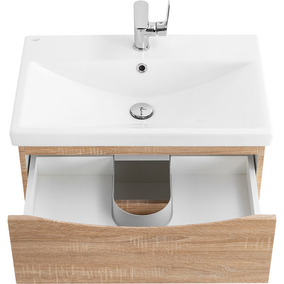 Тумба подвесная с раковиной BelBagno MARINO-CER-700-2C-SO-WO-P 70 см, Rovere Bianco фото 4