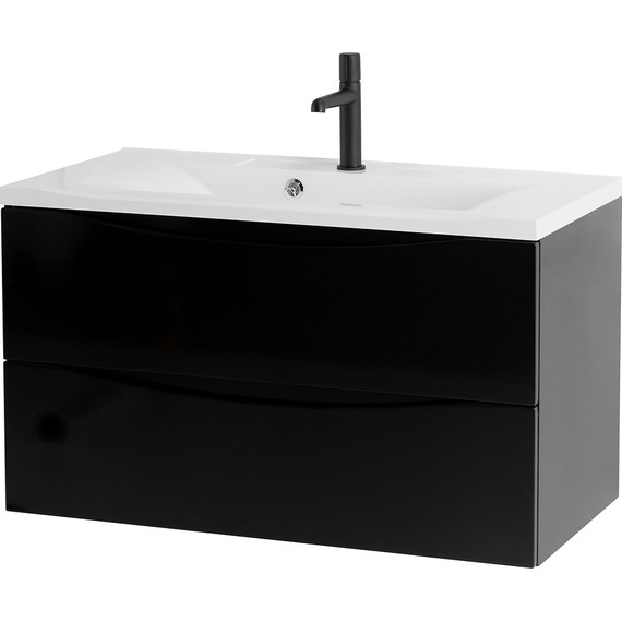 Тумба подвесная с раковиной BelBagno MARINO-800-2C-SO-NL-P 80 см, Nero Lucido (раковина BB800/450-LV-MR-PR) фото 