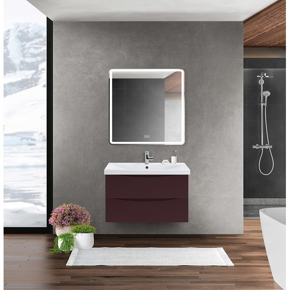 Тумба подвесная с раковиной BelBagno MARINO-CER-800-2C-SO-BRDL-P 80 см, Bordo Lucido фото 10