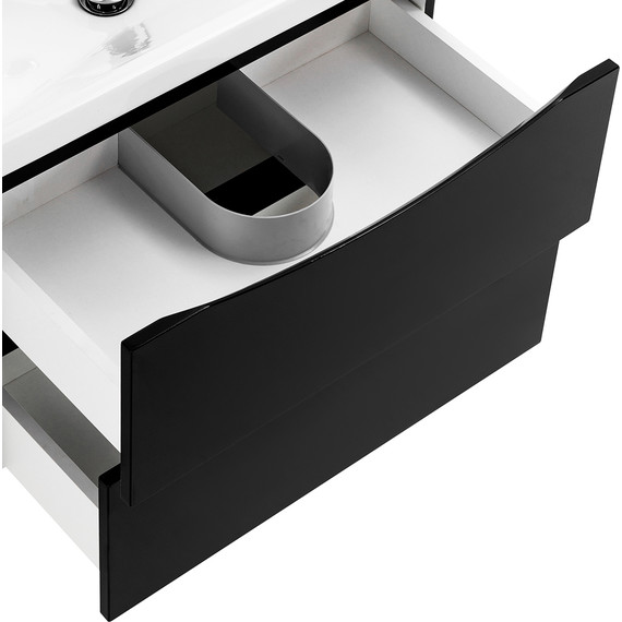 Тумба подвесная с раковиной BelBagno MARINO-CER-600-2C-SO-NL-P 60 см, Nero Lucido фото 6