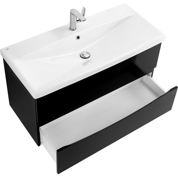 Тумба подвесная с раковиной BelBagno MARINO-CER-1000-2C-SO-NL-P 100 см, Nero Lucido фото 3