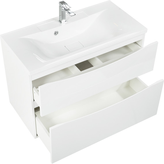 Тумба подвесная с раковиной BelBagno MARINO-H60-900-2C-SO-BL-P 90 см, Bianco Lucido (раковина BB900/450-LV-MR-PR) фото 3