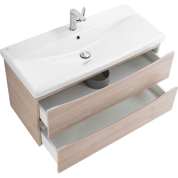 Тумба подвесная с раковиной BelBagno MARINO-CER-900-2C-SO-RG-P 90 см, Rovere Grigio фото 6