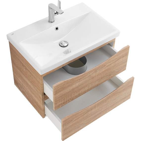 Тумба подвесная с раковиной BelBagno MARINO-CER-600-2C-SO-WO-P 60 см, Rovere Bianco фото 6