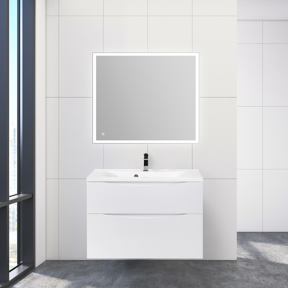 Тумба подвесная с раковиной BelBagno MARINO-H60-900-2C-SO-BL-P 90 см, Bianco Lucido (раковина BB900/450-LV-MR-PR) фото 6