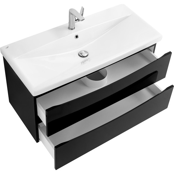 Тумба подвесная с раковиной BelBagno MARINO-CER-1000-2C-SO-NL-P 100 см, Nero Lucido фото 6