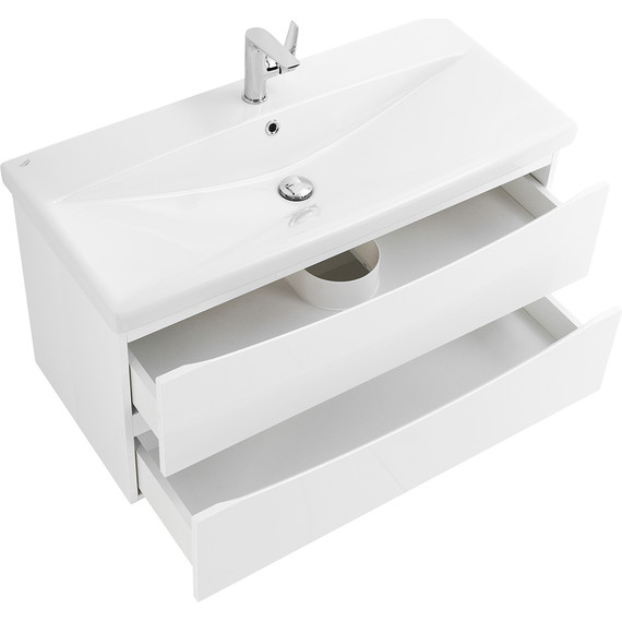 Тумба подвесная с раковиной BelBagno MARINO-CER-900-2C-SO-BL-P 90 см, Bianco Lucido фото 6