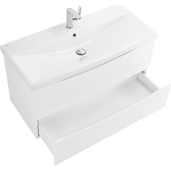 Тумба подвесная с раковиной BelBagno MARINO-CER-1000-2C-SO-BL-P 100 см, Bianco Lucido фото 3