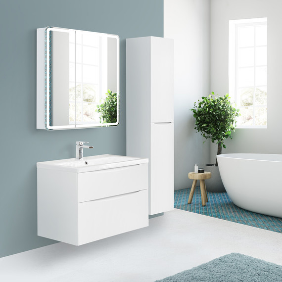Тумба подвесная с раковиной BelBagno MARINO-H60-800-2C-SO-BL-P 80 см, Bianco Lucido (раковина BB800/450-LV-MR-PR) фото 5