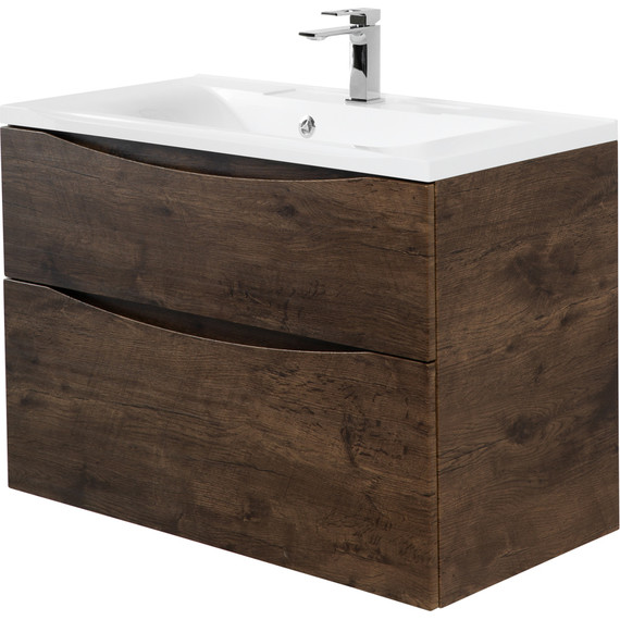 Тумба подвесная с раковиной BelBagno MARINO-H60-900-2C-SO-RW-P 90 см, Rovere Moro (раковина BB900/450-LV-MR-PR) фото 3