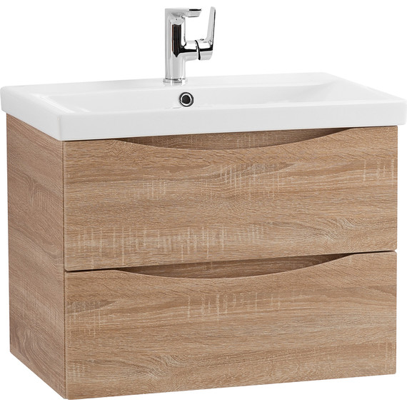 Тумба подвесная с раковиной BelBagno MARINO-CER-700-2C-SO-WO-P 70 см, Rovere Bianco фото 2
