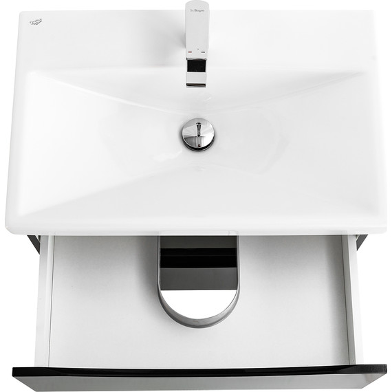 Тумба подвесная с раковиной BelBagno MARINO-CER-600-2C-SO-NL-P 60 см, Nero Lucido фото 7