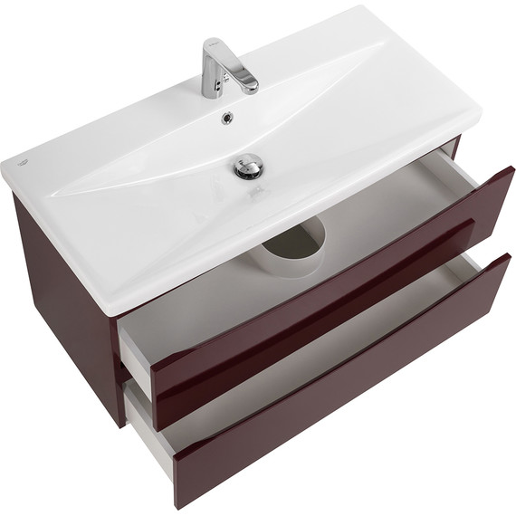 Тумба подвесная с раковиной BelBagno MARINO-CER-800-2C-SO-BRDL-P 80 см, Bordo Lucido фото 6