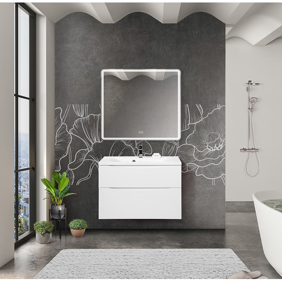 Тумба подвесная с раковиной BelBagno MARINO-H60-800-2C-SO-BL-P 80 см, Bianco Lucido (раковина BB800/450-LV-MR-PR) фото 8