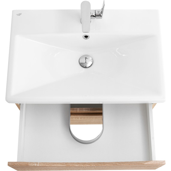 Тумба подвесная с раковиной BelBagno MARINO-CER-700-2C-SO-WO-P 70 см, Rovere Bianco фото 8