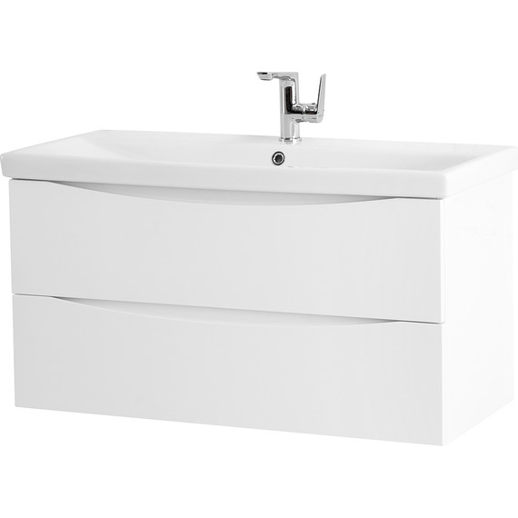 Тумба подвесная с раковиной BelBagno MARINO-CER-1000-2C-SO-BL-P 100 см, Bianco Lucido фото 5