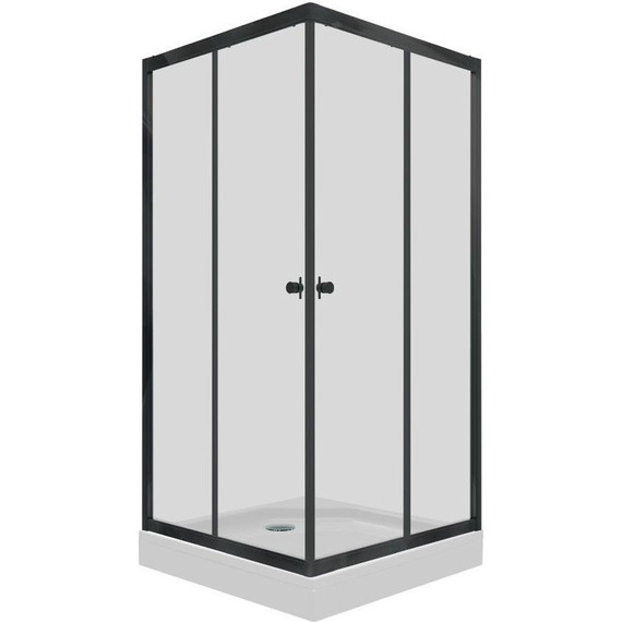Душевое ограждение Triton Вента 80x80 см (с поддоном) чёрный/прозрачное фото 