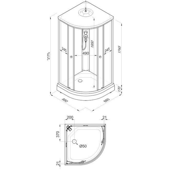 Душевая кабина Triton Экстра А 88x88 см, белый/прозрачное - 14 Душевая кабина Triton Экстра А 88x88 см, белый/прозрачное фото 14