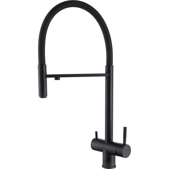 Смеситель для кухни Abber Wasser Kreis AF81141B, с подключением фильтра и выдвижной лейкой, чёрный матовый, Цвет производителя: чёрный матовый фото 