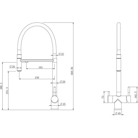 Смеситель для кухни Abber Wasser Kreis AF81141B, с подключением фильтра и выдвижной лейкой, чёрный матовый, Цвет производителя: чёрный матовый фото 3
