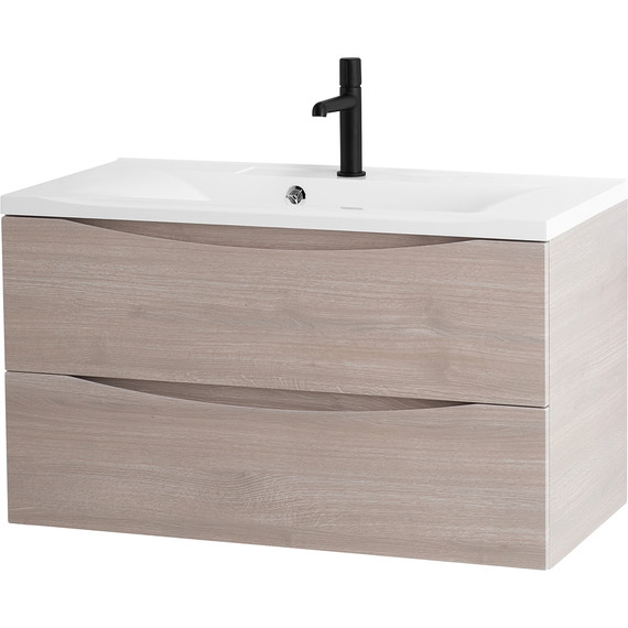 Тумба подвесная с раковиной BelBagno MARINO-900-2C-SO-RG-P 90 см, Rovere Grigio (раковина BB900/450-LV-MR-PR) фото 