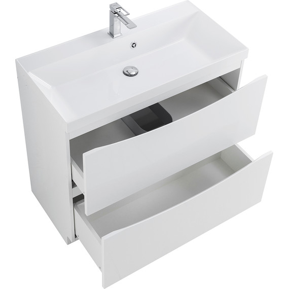 Тумба напольная с раковиной BelBagno MARINO-900-2C-PIA-BL-P 90 см, Bianco Lucido (раковина чёрная BB900/450-LV-ART-AST-NERO) фото 12