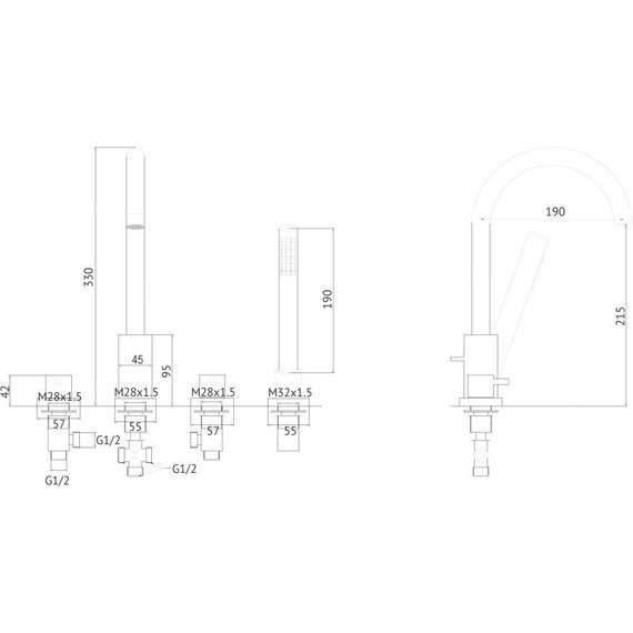 Смеситель для ванны Abber Wasser Kreis AF8113, Цвет производителя: хром фото 3