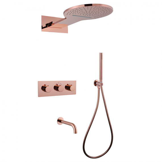 Душевая система для ванны с термостатом Abber Wasser Kreis AF8150RG, розовое золото фото 