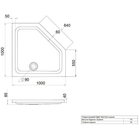 Поддон акриловый Тритон ПД29 100х100 см - 2 Поддон акриловый Тритон ПД29 100х100 см фото 2