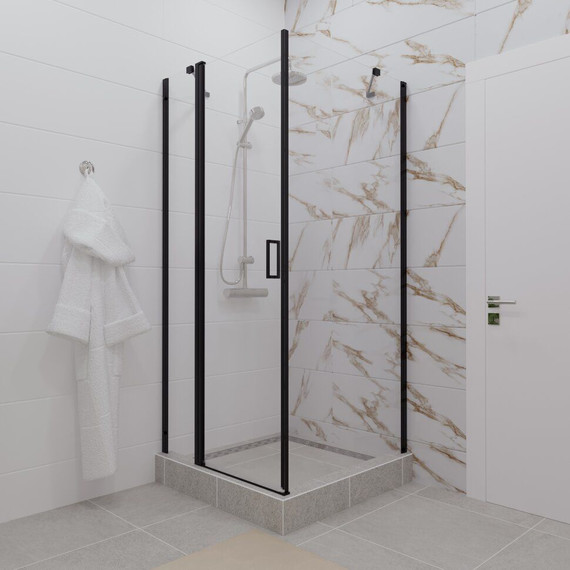 Душевое ограждение Triton Йота 90x90 см, чёрный/прозрачное фото 4