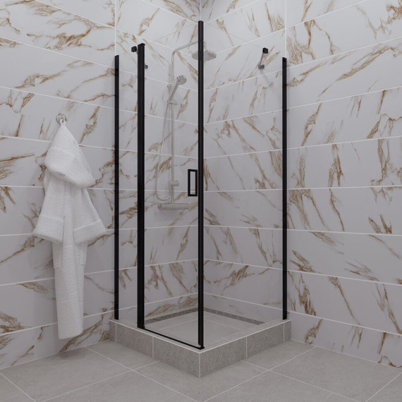 Душевое ограждение Triton Йота 90x90 см, чёрный/прозрачное фото 6