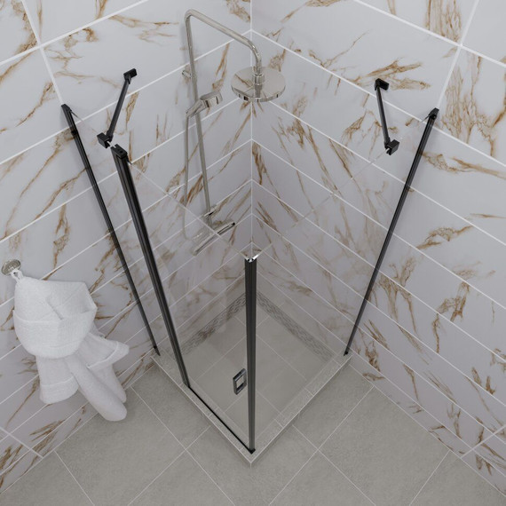 Душевое ограждение Triton Йота 90x90 см, чёрный/прозрачное фото 7