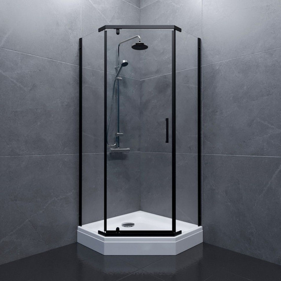 Душевое ограждение Triton Дека 90x90 см (с поддоном) чёрный/прозрачное фото 2
