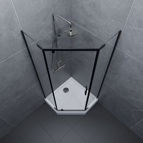 Душевое ограждение Triton Дека 90x90 см (с поддоном) чёрный/прозрачное фото 3