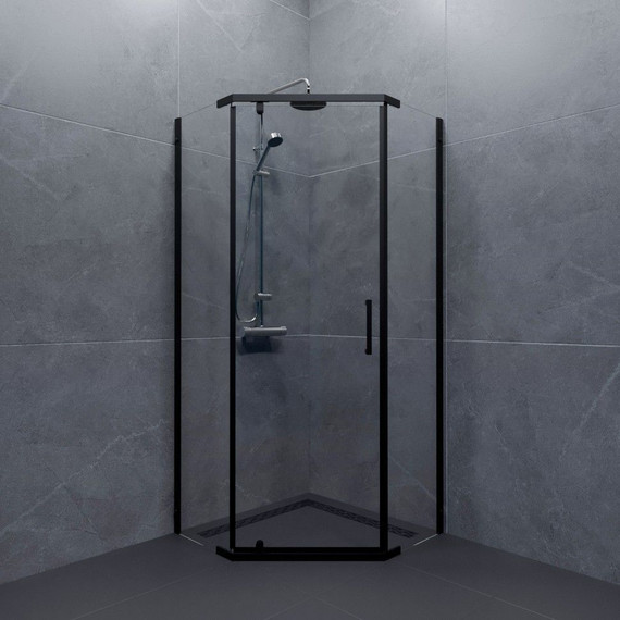 Душевое ограждение Triton Дека 90x90 см, чёрный/прозрачное фото 2