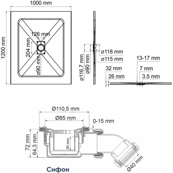 Поддон SMC WasserKraft Main 120х100 см 41T10 - 2 Поддон SMC WasserKraft Main 120х100 см 41T10 фото 2