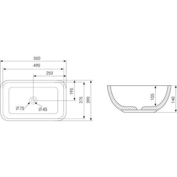 Раковина-чаша Abber Rechteck 50 см AC2202MW, белый матовый фото 4