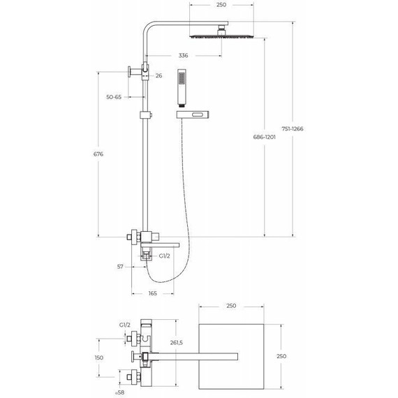 Душевая стойка BelBagno Luce LUC-VSCM-ORO, золото, Цвет производителя: золото - 2 Душевая стойка BelBagno Luce LUC-VSCM-ORO, золото, Цвет производителя: золото фото 2