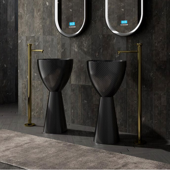 Раковина напольная Abber Karbon 45 см AK2003, чёрный фото 