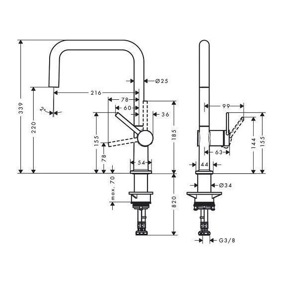 Смеситель для кухни Hansgrohe Talis Talis M54 U 220 72806000 фото 8