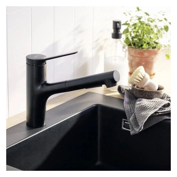 Смеситель для кухни Hansgrohe Zesis M33 74800670, чёрный матовый фото 4