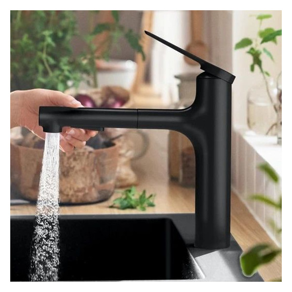 Смеситель для кухни Hansgrohe Zesis M33 74801670, чёрный матовый фото 3