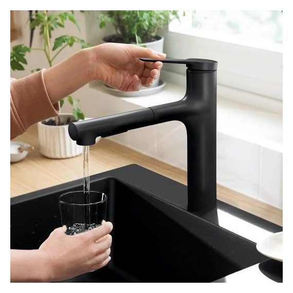 Смеситель для кухни Hansgrohe Zesis M33 74801670, чёрный матовый фото 4